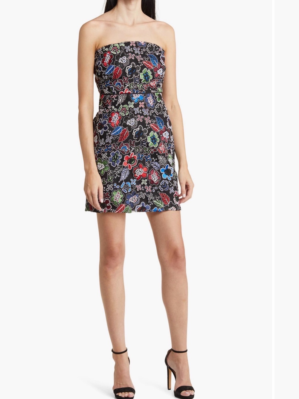 Sam Edelman Womenโs Floral Embroidered Strapless Mini Dress Size 8 NWT - Picture 2 of 10